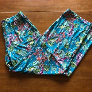 Island republic teal sea horse wide legged pants M